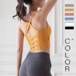 Women's High Stretch Yoga Sports Bra with Padded, Back Beauty Slim Fit Cropped Workout Tank Top, Summer Yoga Top