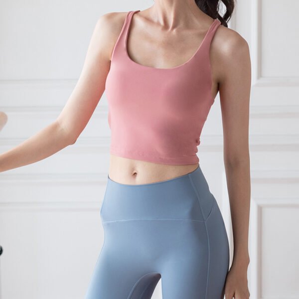 Women's High Stretch Yoga Sports Bra with Padded, Back Beauty Slim Fit Cropped Workout Tank Top, Summer Yoga Top