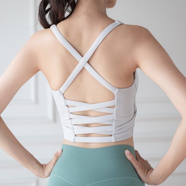 Women's High Stretch Yoga Sports Bra with Padded, Back Beauty Slim Fit Cropped Workout Tank Top, Summer Yoga Top
